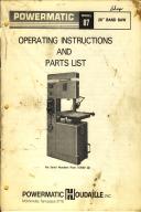 Powermatic-Powermatic Band Saw Model 87 Instruction & Parts Manual-87-01